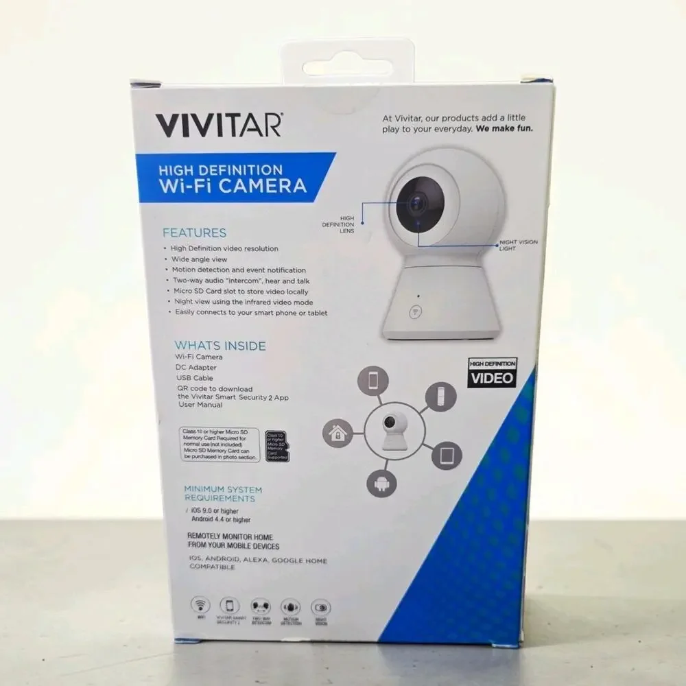 Vivitar Indoor Wi-Fi Security Camera 1080p Baby Pet Monitor Alexa Google New